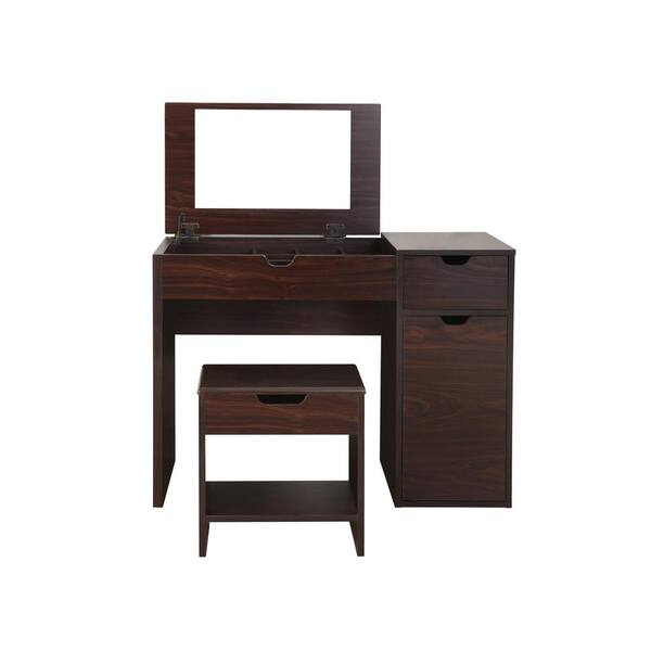 Furniture Of America Clover 2 Piece Espresso Vanity With Stool Ynj 317 4 The Home Depot Furniture Of America Clover 2 Piece, Espresso Vanity Set With Lights