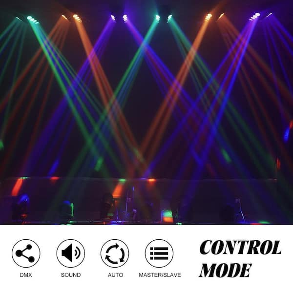 Lukyamzn Moving Head Light 8x10W LED Beam DJ Lights RGBW Sound Activated and DMX-512 Control - 2 Packs