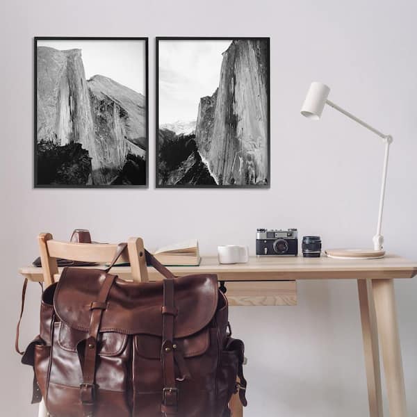 Monochrome Yosemite Cliffs by Gemma Bardot 2 Piece Black Framed Nature Giclee Art Print 30 in. x 20 in.
