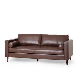 Barger Dark Brown and Espresso Faux Leather 3-Seats Sofa