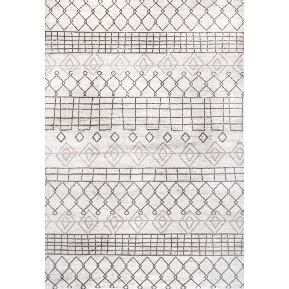 nuLOOM Mya Machine Washable Gray 8 ft. x 10 ft. Moroccan Area Rug