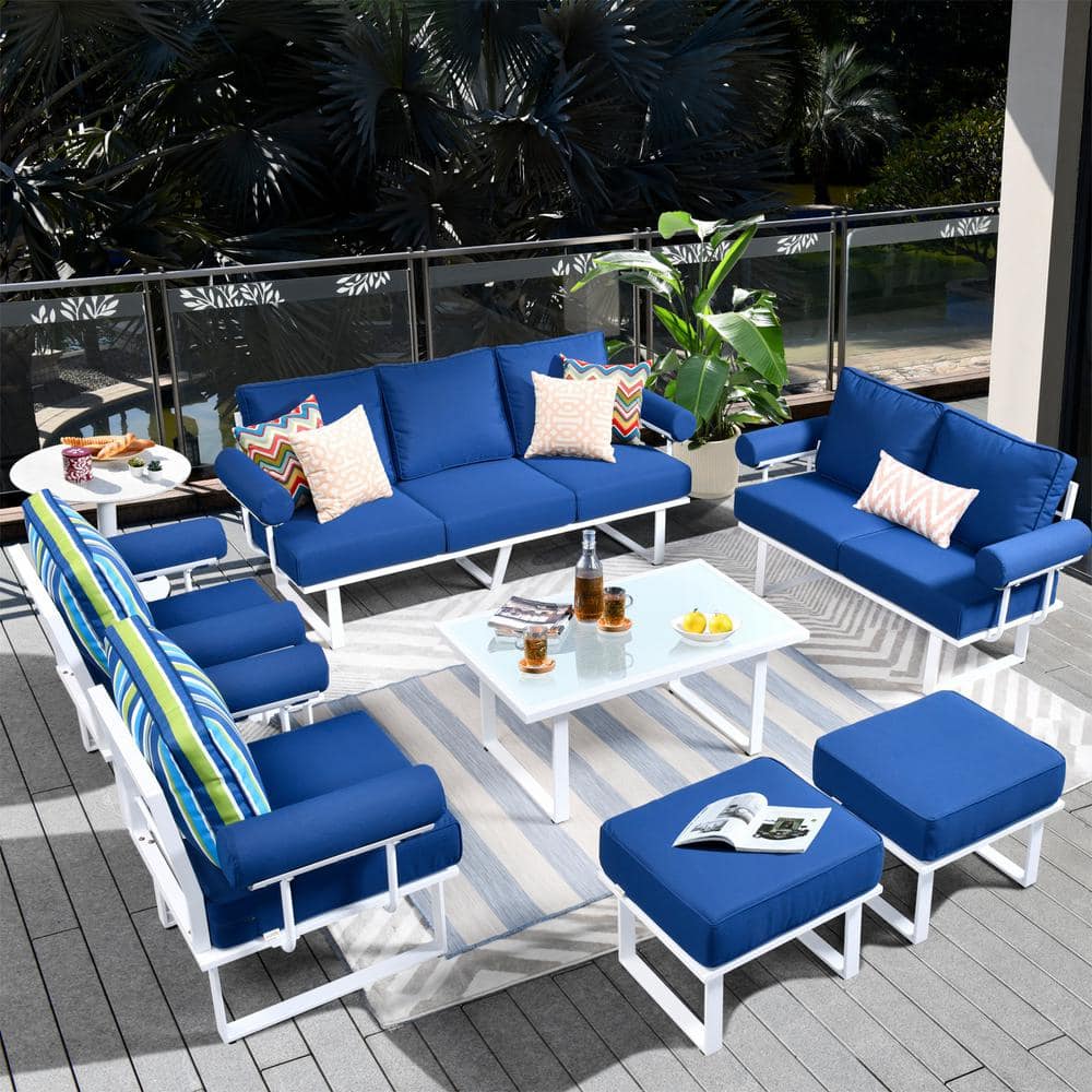 HOOOWOOO Havasu White 7Piece Aluminum Outdoor Patio Conversation Sofa
