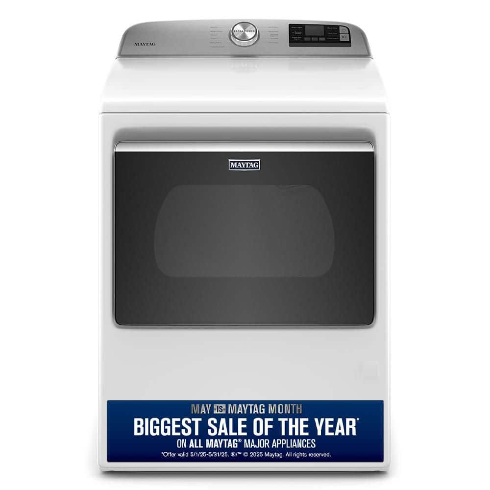 7.4 cu. ft. 120-Volt Smart Capable White Gas Dryer with Hamper Door