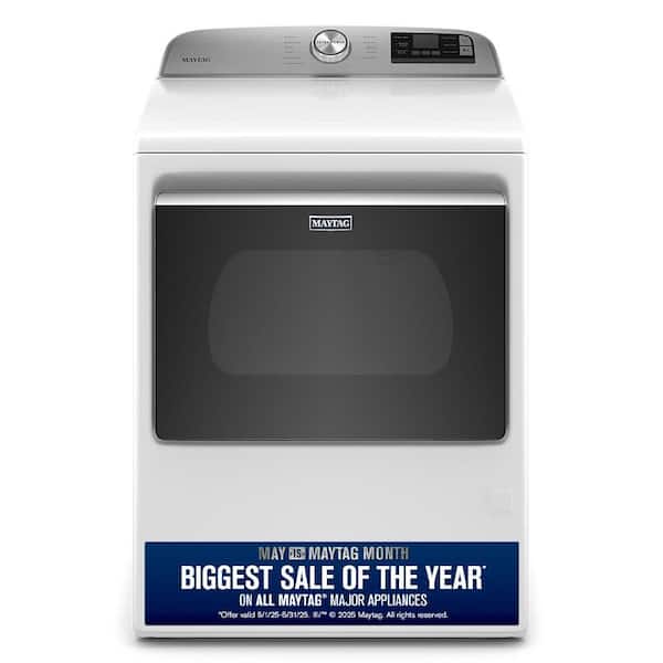 7.4 cu. ft. 120-Volt Smart Capable White Gas Dryer with Hamper Door
