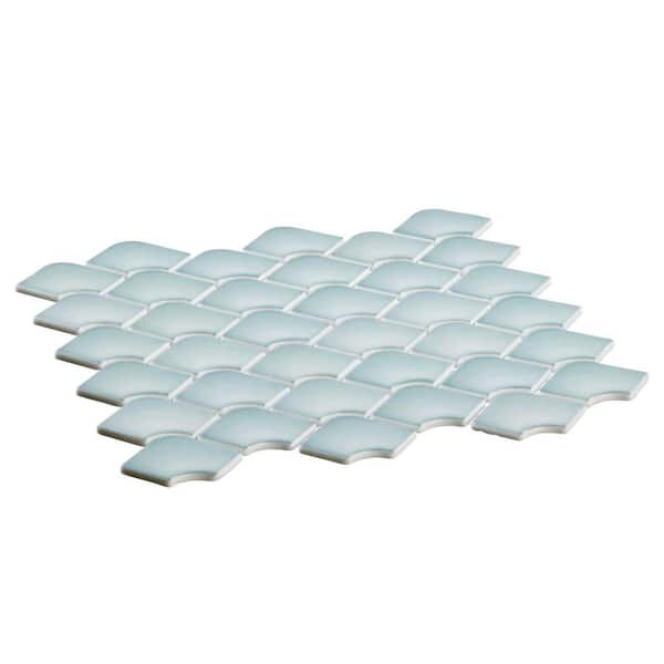 Scala Eldor Blue 2-in. x 3-in. Fish Scale Upcycled Satin Glass Floor and Wall Mosaic Tile (5.85 sq. ft./Case)