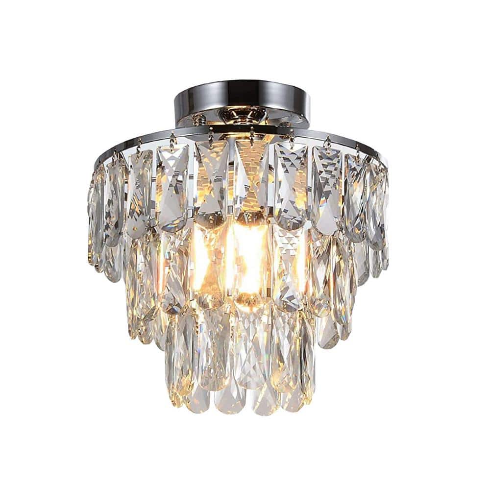 Simplicity Square Ceiling Mounted Light LED Crystal Flush Mount Lamp in  Chrome with Clover Pattern - Clearhalo