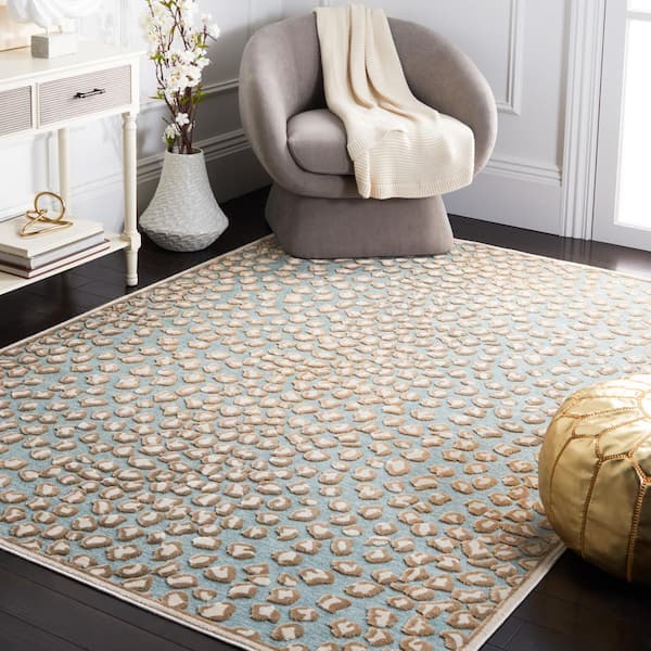 Paradise Stone/Aqua Doormat 3 ft. x 4 ft. Animal Print Area Rug