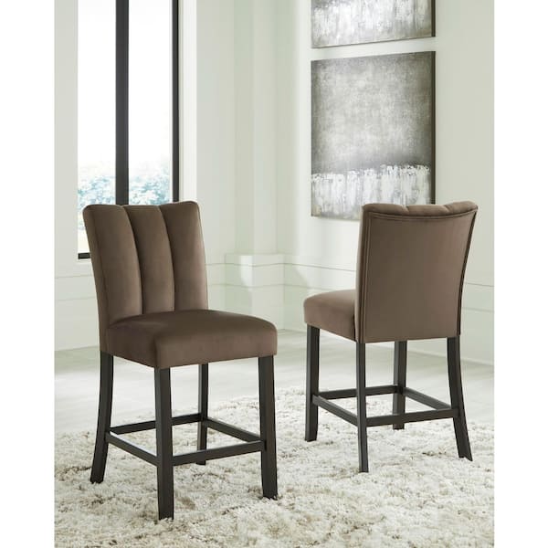 Jazmore Brown/Black Polyester Counter Height Bar Stool