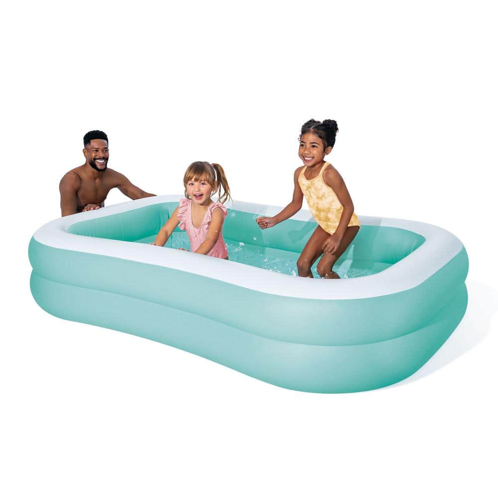 Aqua and White Rectangular Inflatable Family Pool, 90" x 60" x 19"
