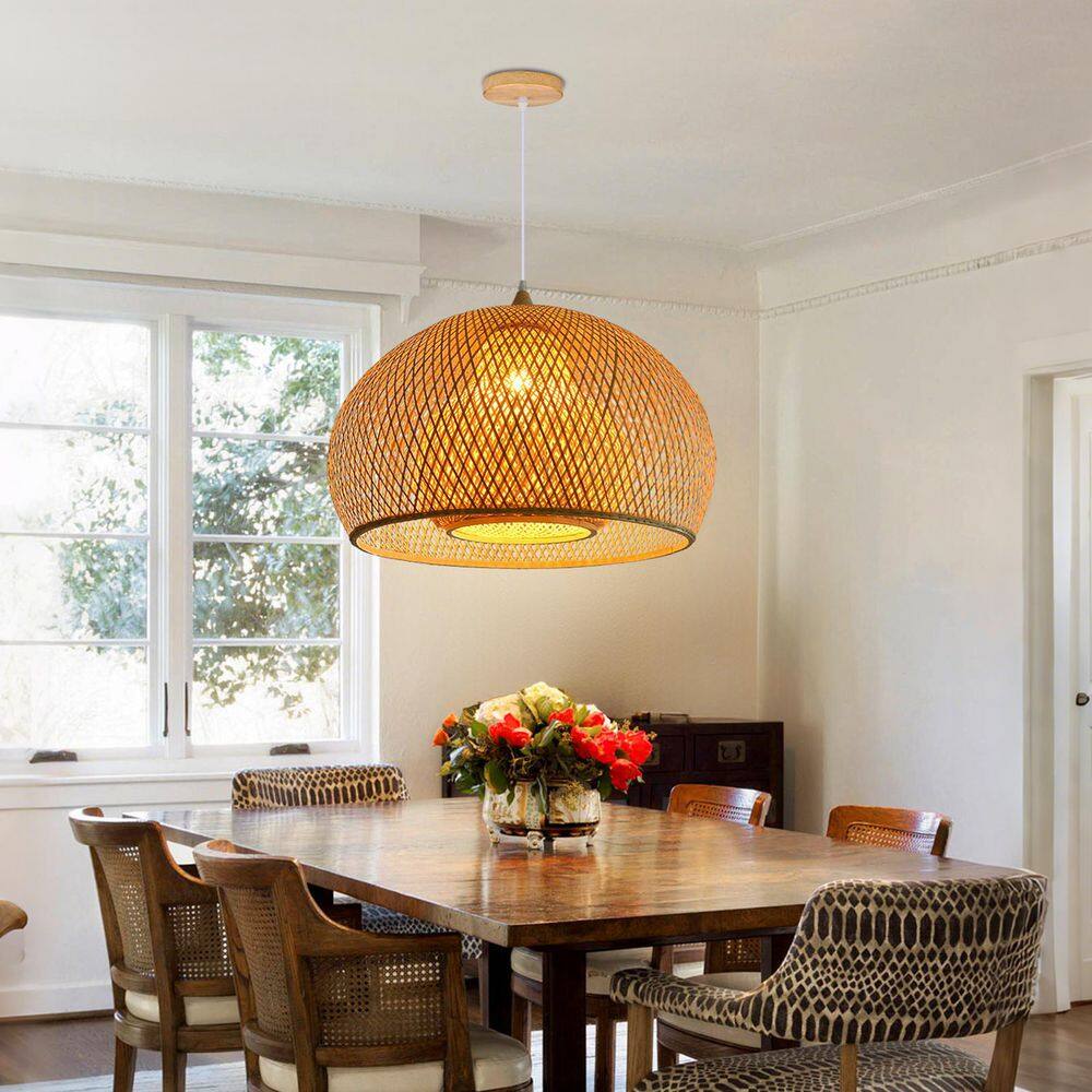 1-Light Double Layer Brown Bamboo Pendant Handmade Woven Hanging Ceiling Light price history on PriceWatchPro