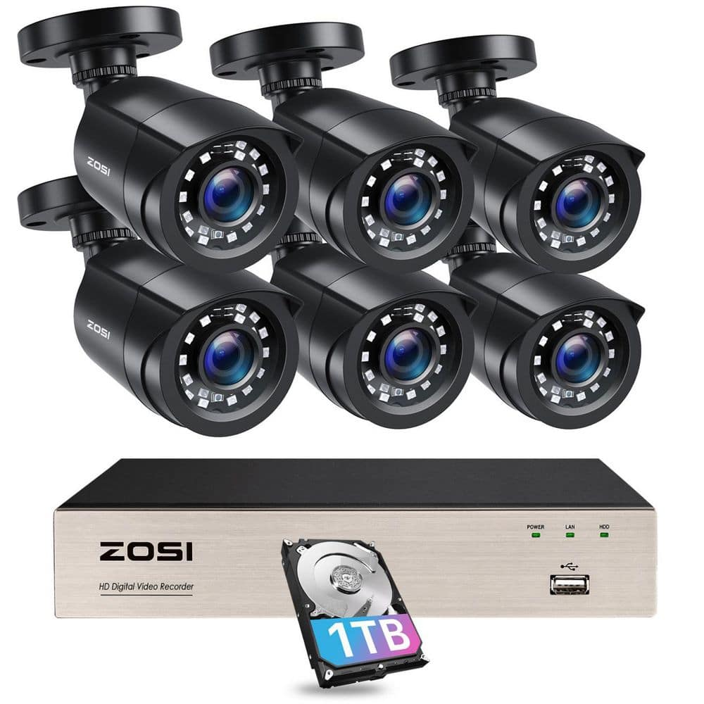 8-Channel 1080p FHD 1TB HDD DVR Home Surveillance System with 6-Wired Bullet Cameras price history on PriceWatchPro