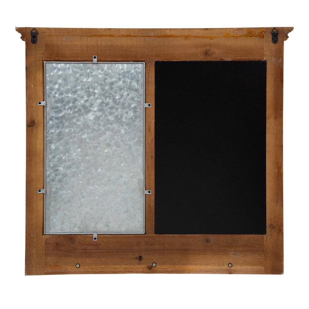Rustic Brown Wood and Metal Wall Organizer with Chalkboard