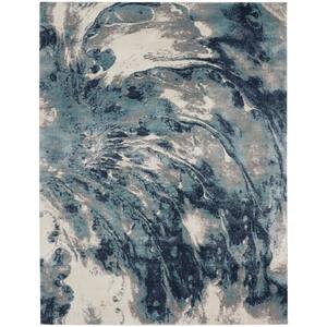 American Manor Blue/Ivory 9 ft. x 12 ft. Abstract Contemporary Area Rug