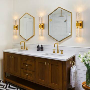 KAISITE 15.7 in. 1-Light Brushed Gold Dimmable Sconce Wall Lighting with Crystal Bubble Glass Shade 8010WL-10GD-US