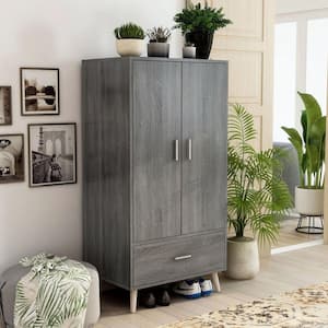 Satonia Dark Gray Armoire with 1-Drawer (60.25 in. H X 31.25 in. W X 20.75 in. D)