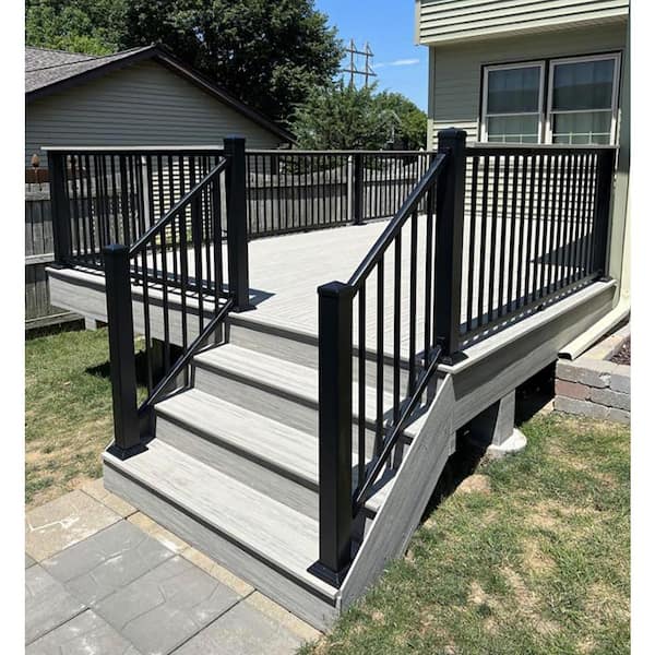Pegatha Contemporary Black Aluminum Textured Stair Bracket Kit (Top and Bottom Bracket with Necessary Screws)