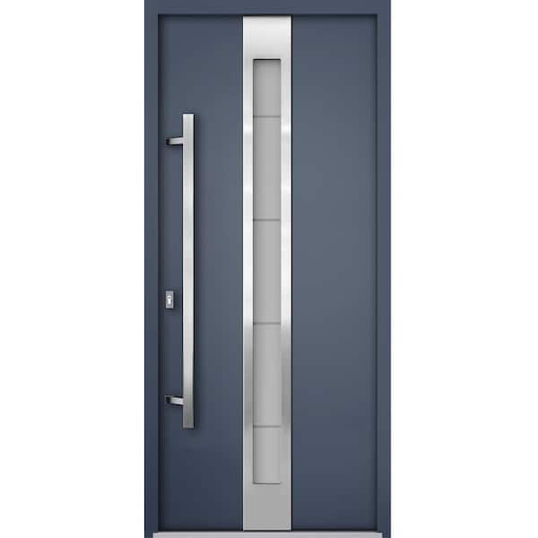 VDOMDOORS 36 in. x 80 in. Right-hand/Inswing Frosted Glass Gray Graphite Steel Prehung Front Door with Hardware
