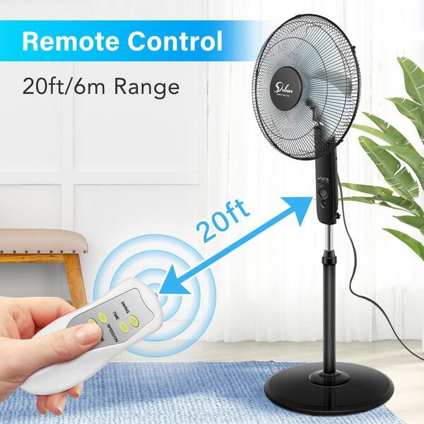 16" Oscillating Pedestal Fan With Remote - 3 Speeds, 7.5H Timer, Adjustable Height & Tilt, Quiet For Bedroom
