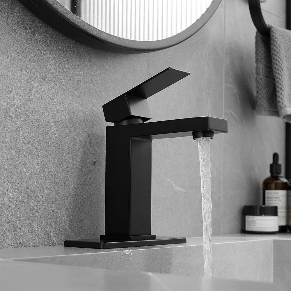 Matte Black Stainless Steel Single Handle Bathroom Faucet