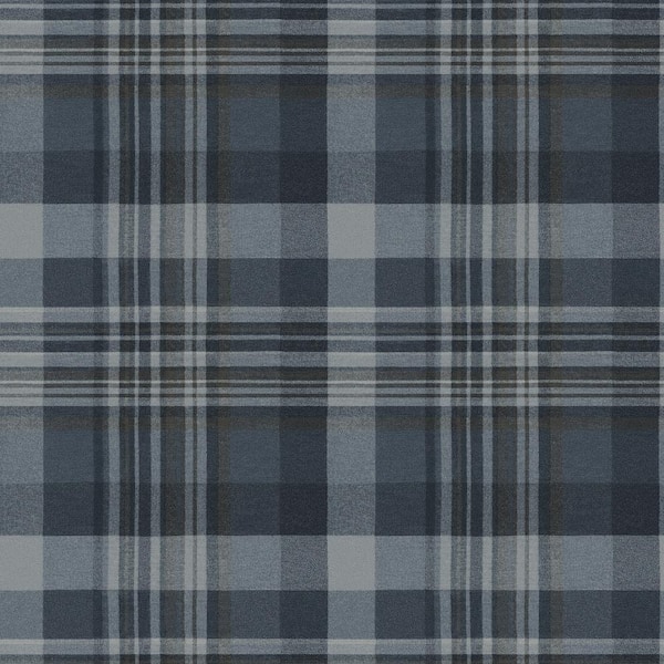 Chesapeake 10 in. W x 13 in. L Blue Dutton Plaid Indigo Wallpaper Sample