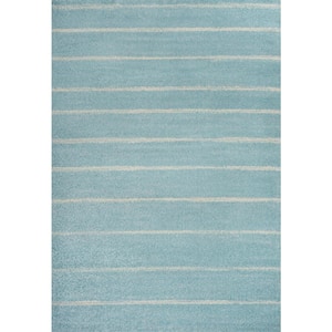 Williamsburg Minimalist Stripe Turquoise/Cream 4 ft. x 6 ft. Area Rug