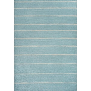Williamsburg Minimalist Stripe Turquoise/Cream 5 ft. x 8 ft. Area Rug
