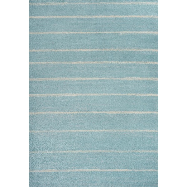 Williamsburg Minimalist Stripe Turquoise/Cream 5 ft. x 8 ft. Area Rug