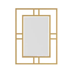 Acken 30 in. W x 40 in. H Rectangular Aluminum/Stainless Steel Framed Wall Vanity Mirror in Radiant Gold