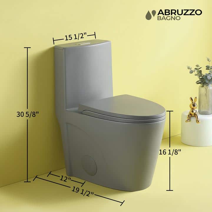 Light Gray Ceramic Dual-Flush Elongated One-Piece Toilet