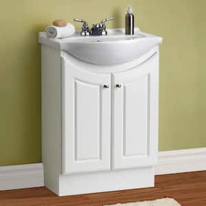24 in. W Standard Vanity in White Color with Ceramic Vanity Top in White with White Basin