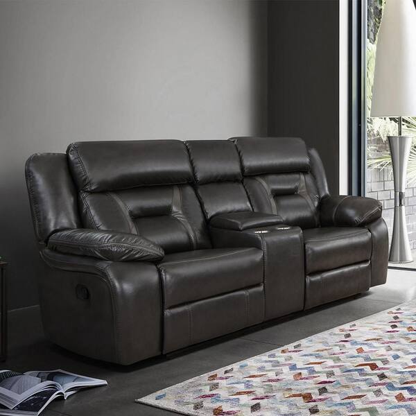 Leather power reclining loveseat shop with center console