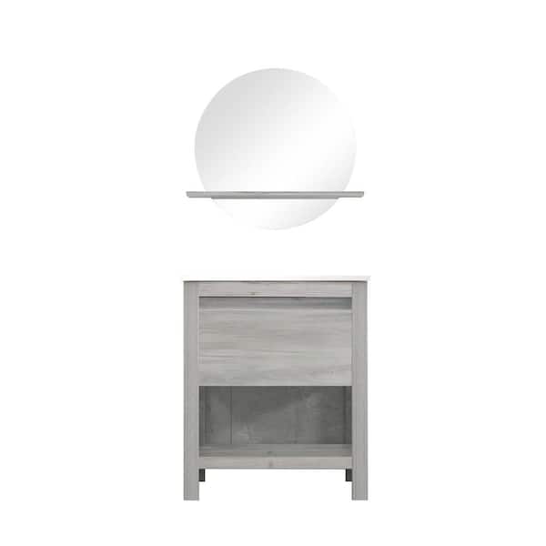 Garrido Bros. and Co. Manhattan 30 in. W x 18 in. D x 35 in. H Vanity Set with Mirror in Vintage Brown and Ceramic Basin in White Color