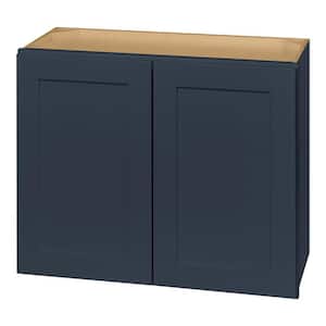 Avondale 30 in. W x 12 in. D x 24 in. H Ready to Assemble Plywood Shaker Wall Bridge Kitchen Cabinet in Ink Blue