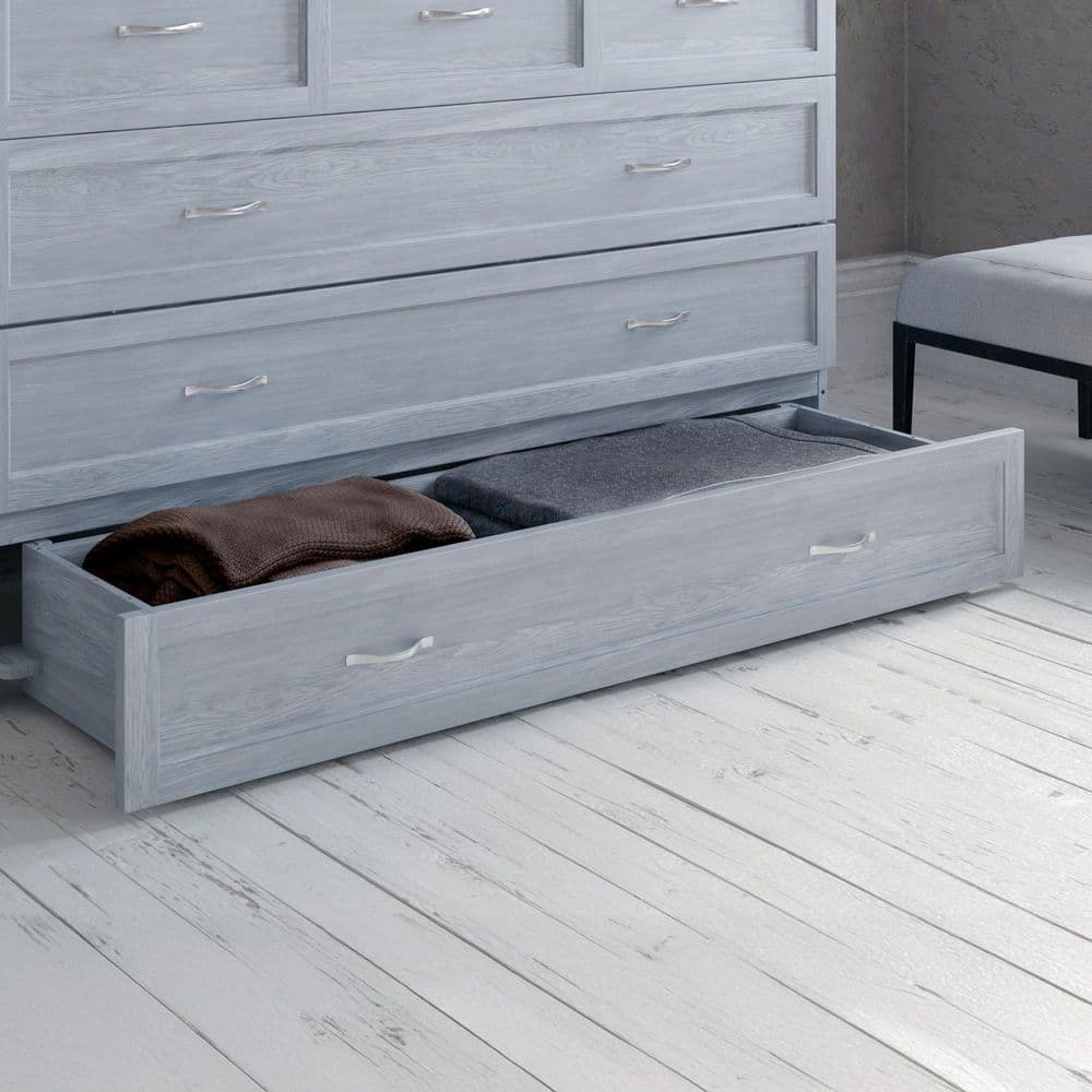 Driftwood Queen Murphy Bed Chest with Storage Drawer