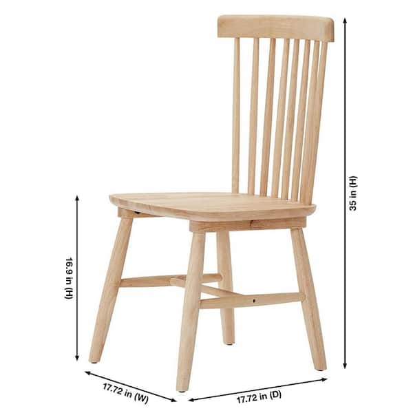 Windsor Unfinished Natural Pine Wood Dining Chairs (Set of 2)