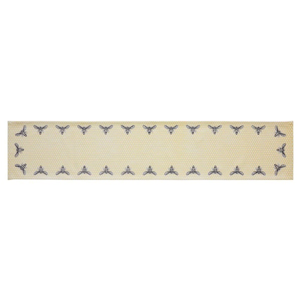 VHC Brands Buzzy Bees 12 in. W x 60 in. L Yellow Honeycomb Cotton Table Runner