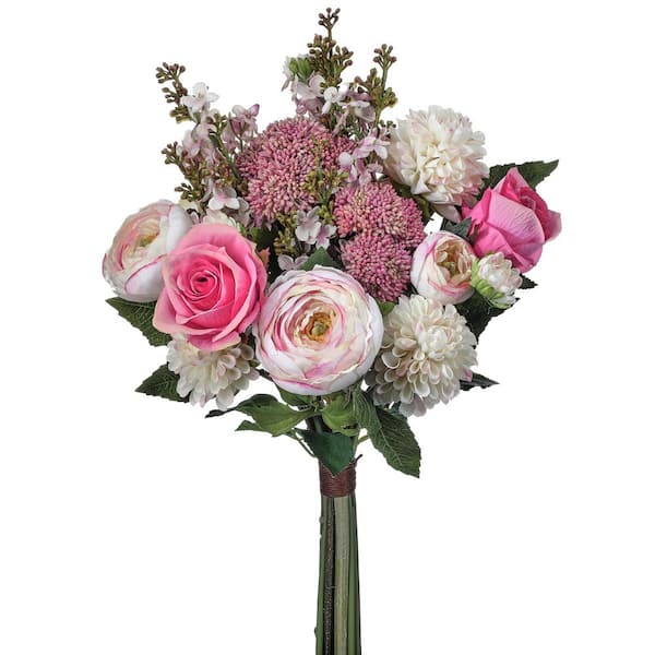 Regency International 16 in. Pink Indoor Artificial Pink Assorted Flower Bundle