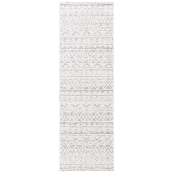 Adirondack 3 ft. x 12 ft. Ivory/Gray Geometric Striped Runner Rug