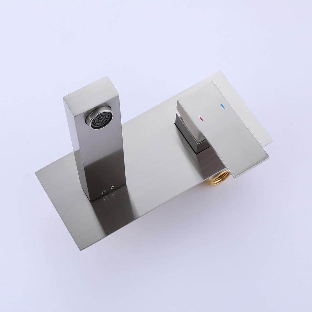 Brushed Nickel Single-Handle Wall-Mount Bathroom Faucet