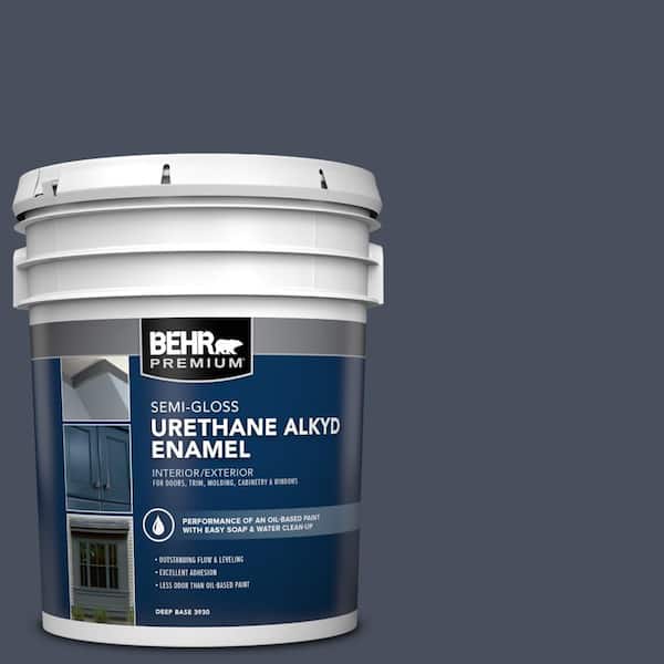 BEHR PREMIUM 5 gal. #S510-7 Dark Denim Urethane Alkyd Semi-Gloss Enamel Interior/Exterior Paint