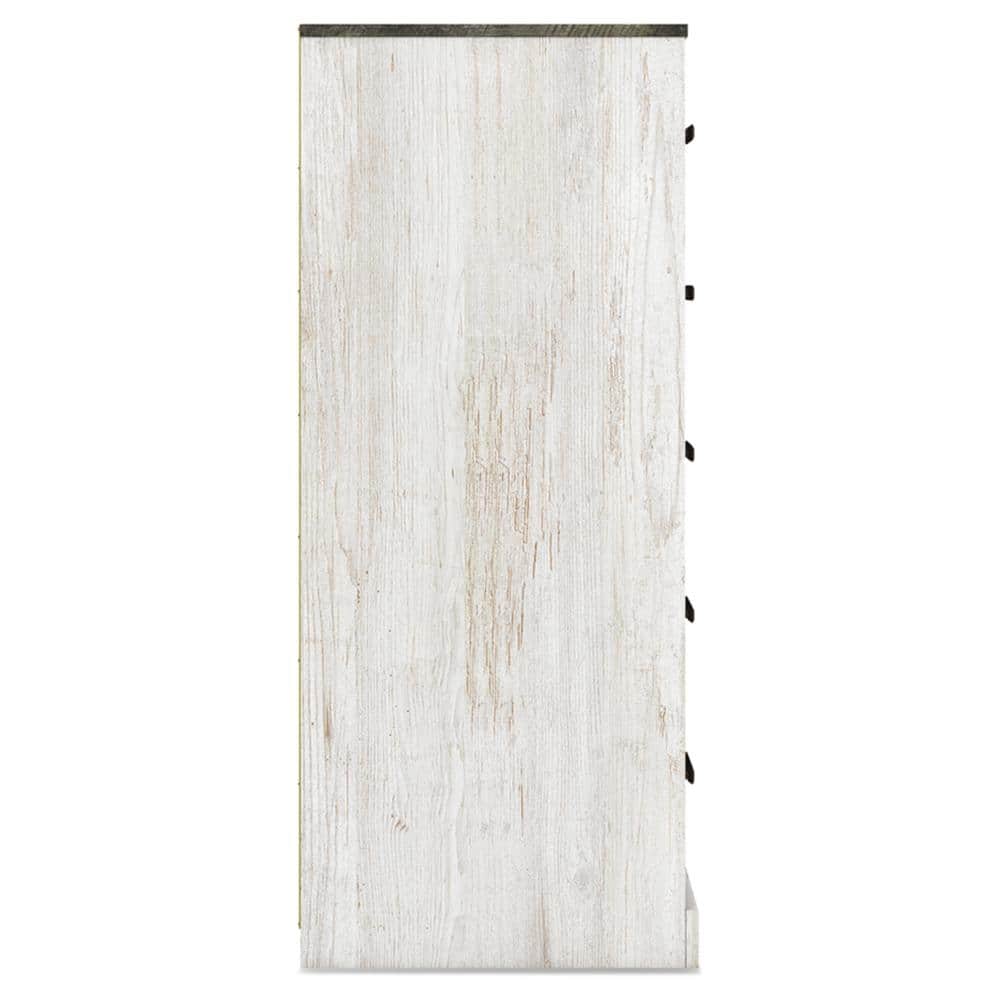 Transitional Whitewash & Charcoal Gray 5-Drawer Chest with Pewter-Tone Hardware