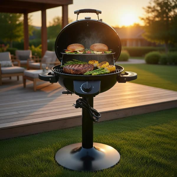 1600W Indoor/Outdoor Electric BBQ Grill with Removable Non-Stick Warming Rack – Stainless Steel WQ33499-HD