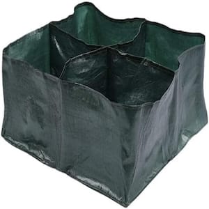 Raised Garden Planter Fabric Bed 4 Divided Grids Durable Square Planting Grow Pot Plant Grow Bags 1PCS Green