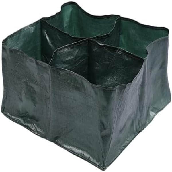 Agfabric Raised Garden Planter Fabric Bed 4 Divided Grids Durable Square Planting Grow Pot Plant Grow Bags 1PCS Green