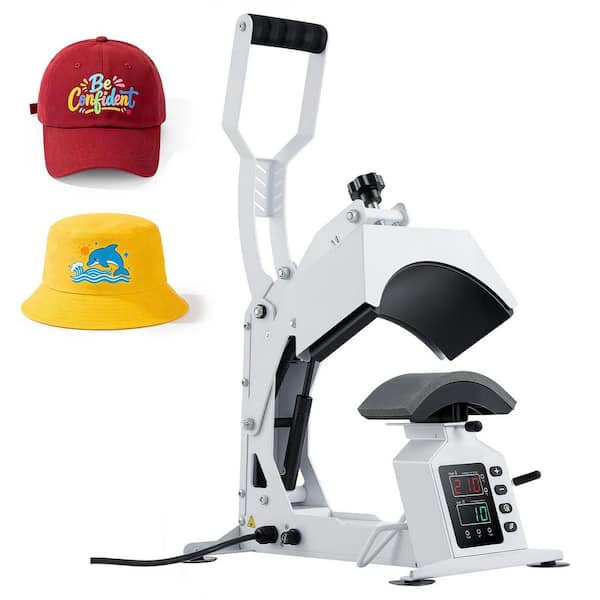 Hat Heat Press Machine, 8.5 x 4 in. Large Heating Plate, with Caps Stretcher, Precise Temperature & Time Control, White