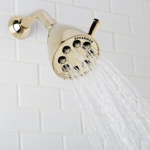 3-Spray 3.6 in. Single Wall MountHigh Pressure Fixed Adjustable Shower Head in Polished Brass