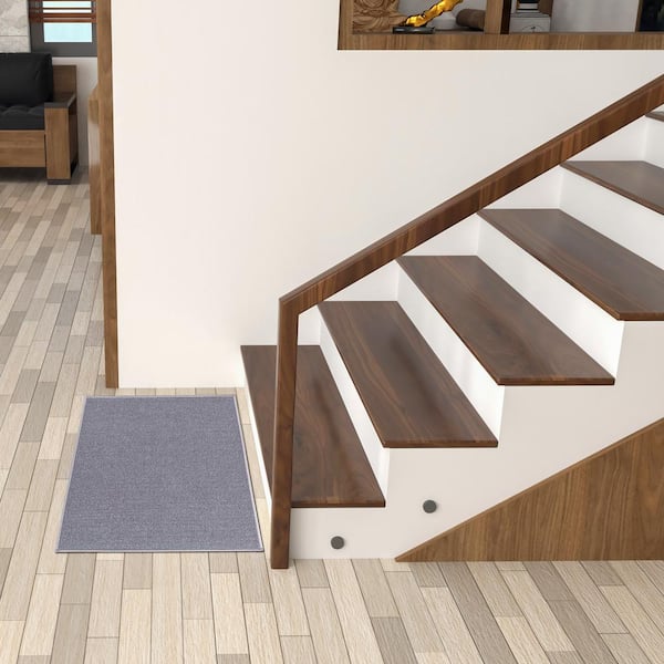 Ottomanson Ottohome Non-Slip Rubberback Modern Solid 2x3 Indoor Area Rug/Entryway Mat, 2'3 inch x 3', Gray