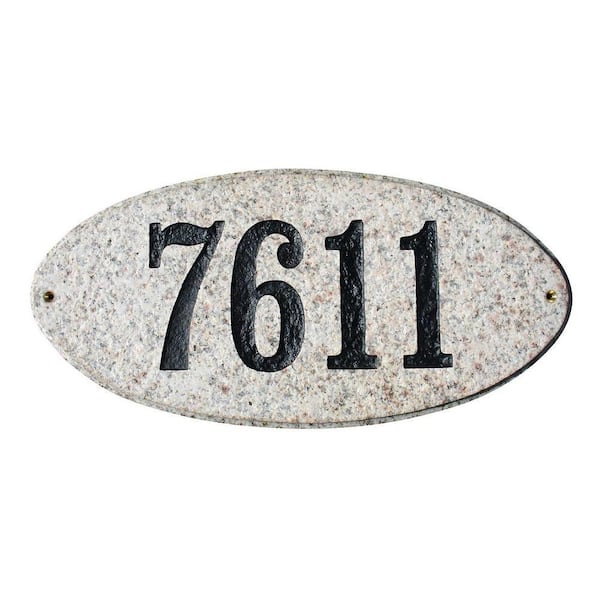 QualArc Rockport Oval Granite Address Plaque in Autumn Leaf Natural Stone Color