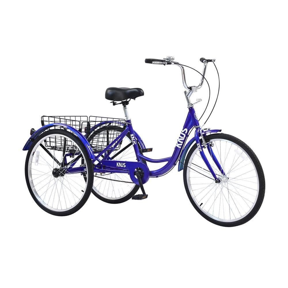 Sudzendf 26 in. Blue Tricycle 3-Wheel Cruiser Bicycle with Large ...