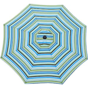 9 ft. 8-Ribs Round Patio Market Umbrella Replacement Cover in Green&Blue